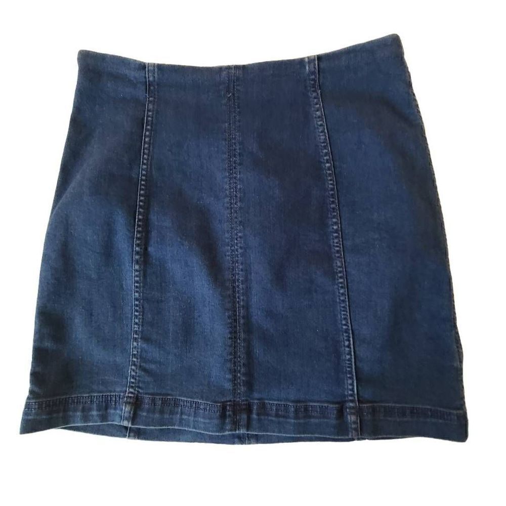 Free People Women's Mini Denim Skirt Back Zip Casual High Rise Blue Size 8